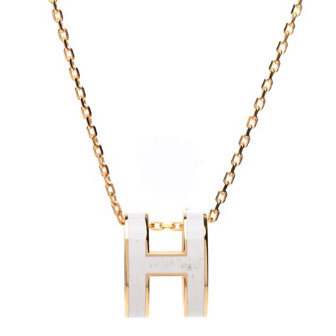 hermes beaded necklaces with h marked on 14k gold clasps|Hermès Pop H Pendant Necklace .